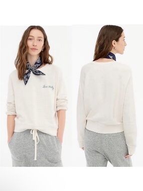 J.Crew Cream Love Forty Sweatshirt with Embroidered Script